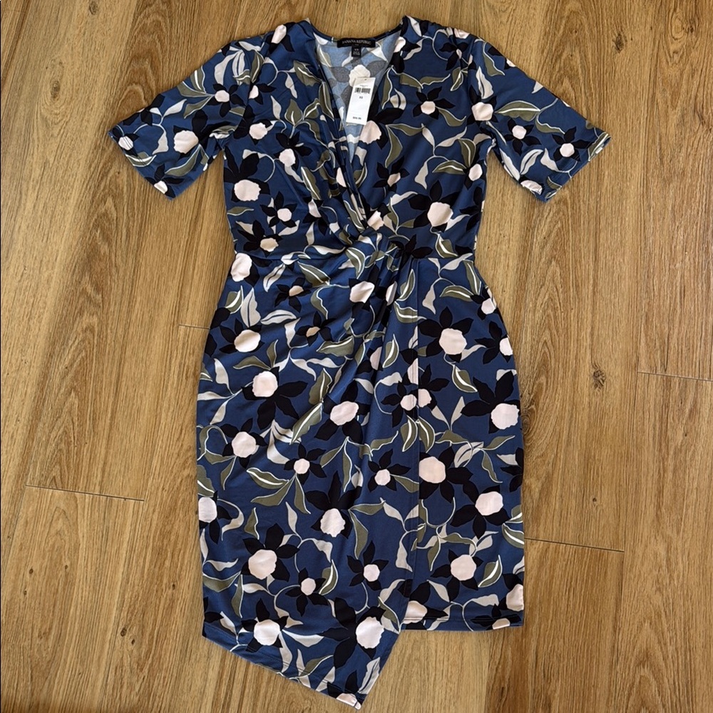 Banana Republic Factory Asymmetrical Blue Pink Wrap Dress